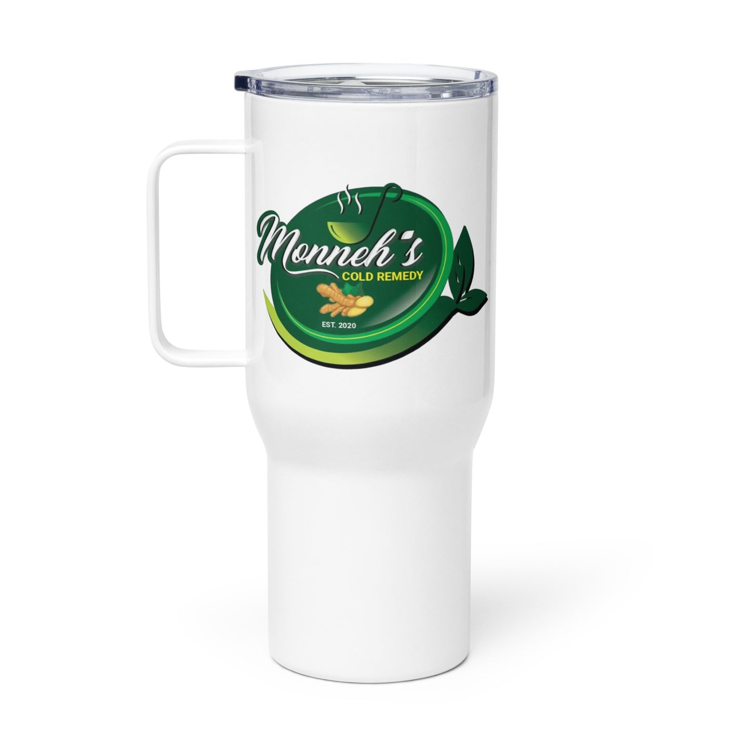 Monneh's Remedy Travel Mug with a handle